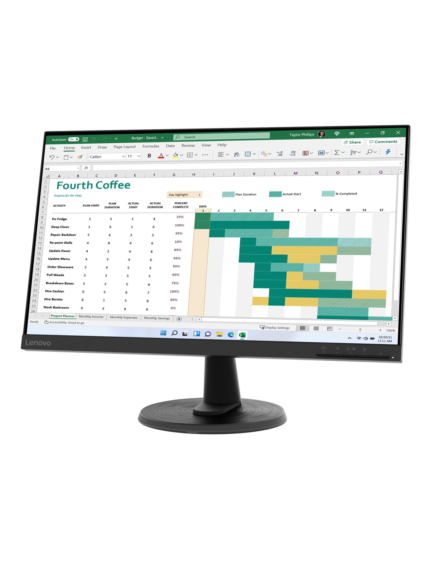 ThinkVision C24-40 23.8 Inch FHD Monitor VA 250nits/ 72% NTSC, 3-Side Borderless, Input Connectors – VGA+HDMI Black