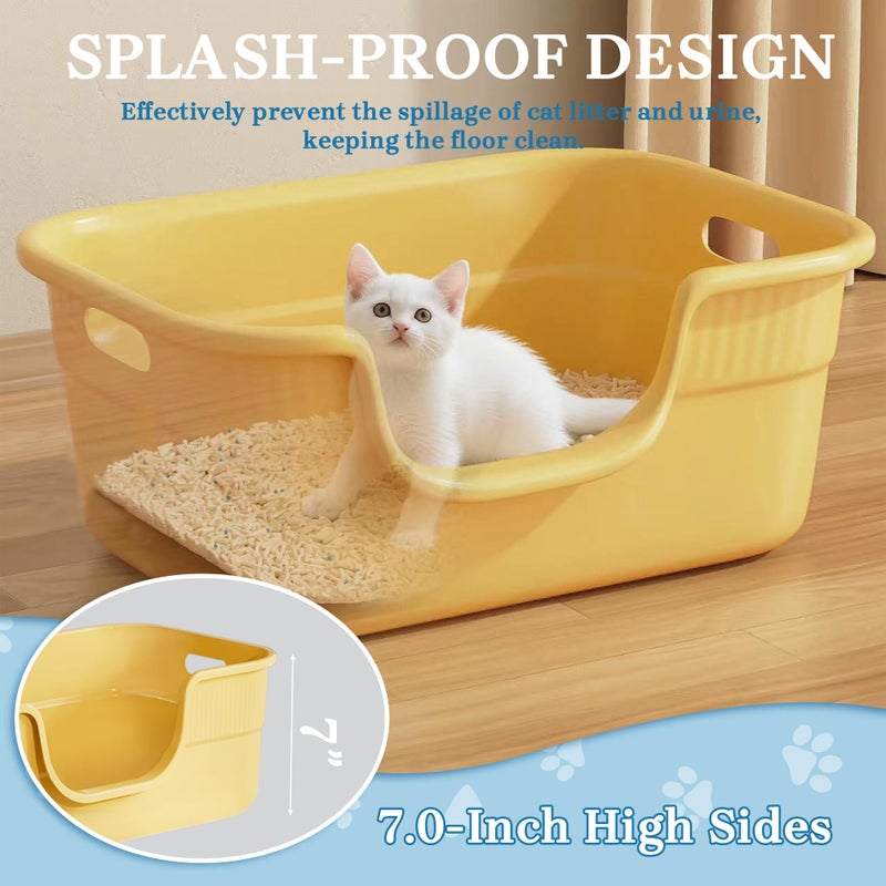 Tehoao Low Entry Kitty Litter Box for Small Cats, Kittens Litter Boxes with High Sides, Open Top, Anti-Splash Plastic Litter Pan for Medium Pets, Easy to Clean, 16.5" L*11.8" W*7" H (Grey) - Image 4