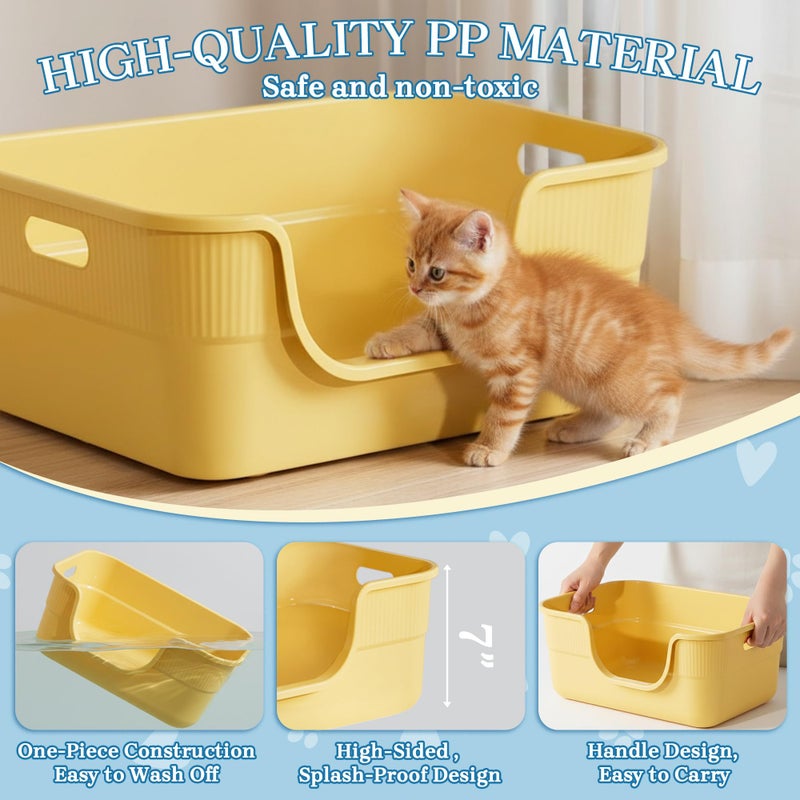 Tehoao Low Entry Kitty Litter Box for Small Cats, Kittens Litter Boxes with High Sides, Open Top, Anti-Splash Plastic Litter Pan for Medium Pets, Easy to Clean, 16.5" L*11.8" W*7" H (Grey) - Image 3