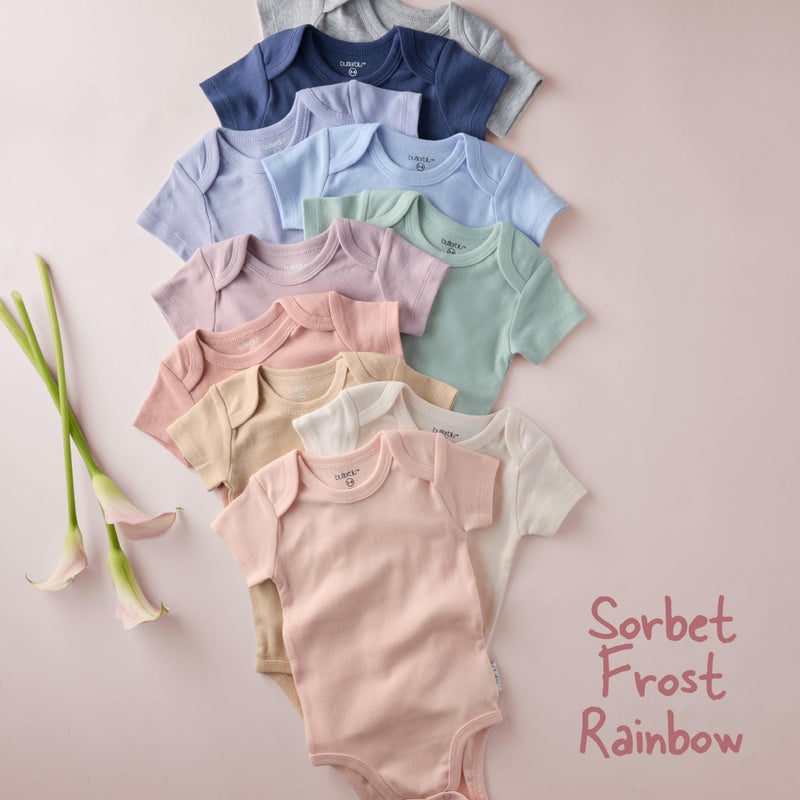 Butterblu Avery 10-Pack Short Sleeve Bodysuitsâ€‹ 100% Organic Cotton for Baby Boysâ€‹ & Girls, Sorbet Frost Rainbow, Newborn - Image 2