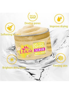 LILIUM Radiant Gold Face & Body Scrub, 250G, With Gold Dust & Olive Oil  - Image 2