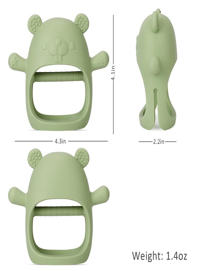 TOHIBEE Baby Teething Toys for 0-6 6-12 Months, Never Drop Infant Teether Teething Mitten Toys for 0 3 6 9 12 Months, Newborn Soothing Teething Toy Gifts for 1 One Year Old Baby Boys Girls (Groundhog Green) - Image 3