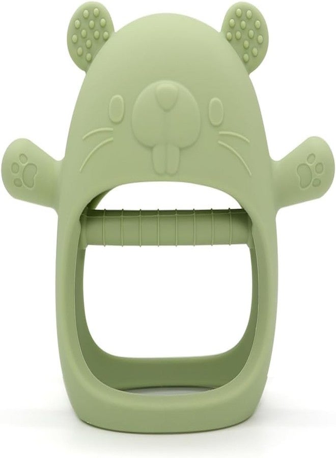 TOHIBEE Baby Teething Toys for 0-6 6-12 Months, Never Drop Infant Teether Teething Mitten Toys for 0 3 6 9 12 Months, Newborn Soothing Teething Toy Gifts for 1 One Year Old Baby Boys Girls (Groundhog Green) - Image 1