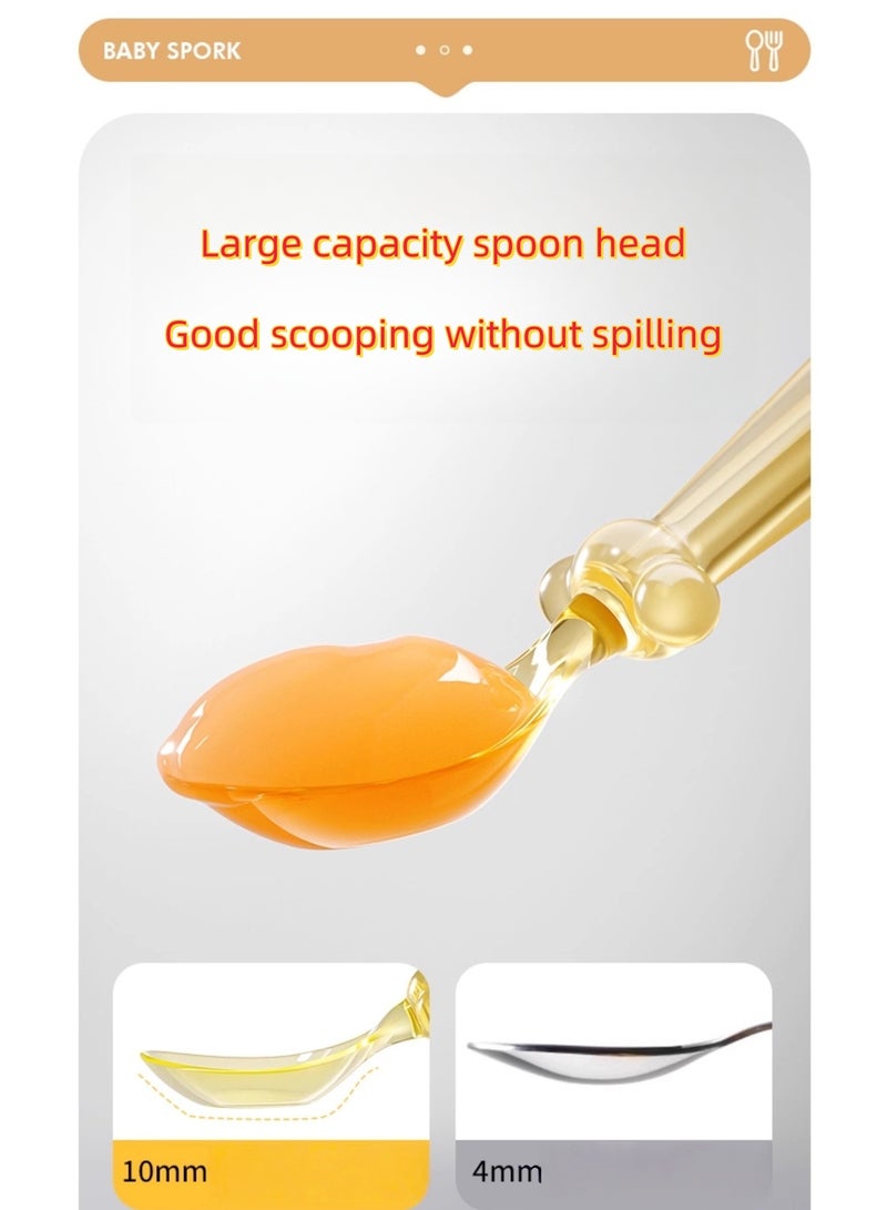 PPSU Yuanbao Training Spoon Baby Anti slip Fork Spoon 6M+Self eating Learning Eating Utensils - Image 4