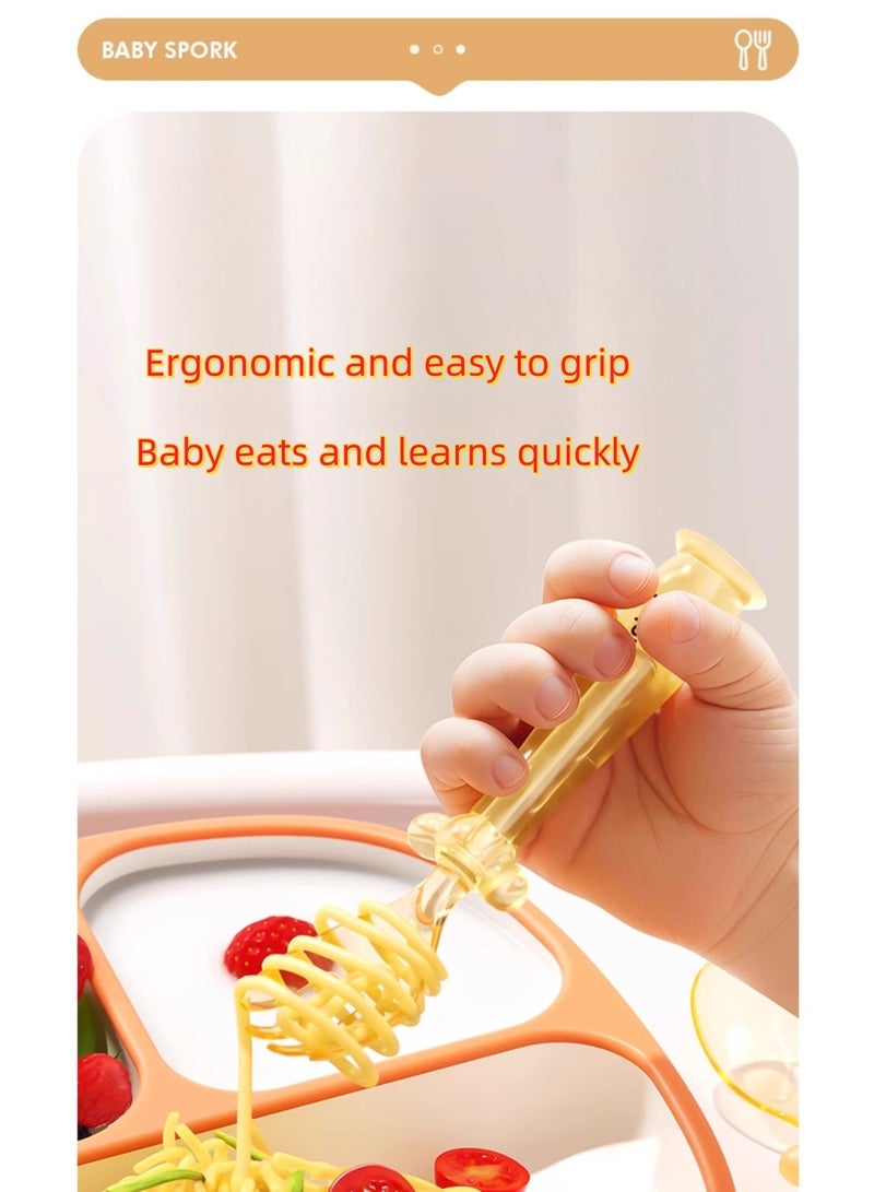 PPSU Yuanbao Training Spoon Baby Anti slip Fork Spoon 6M+Self eating Learning Eating Utensils - Image 5