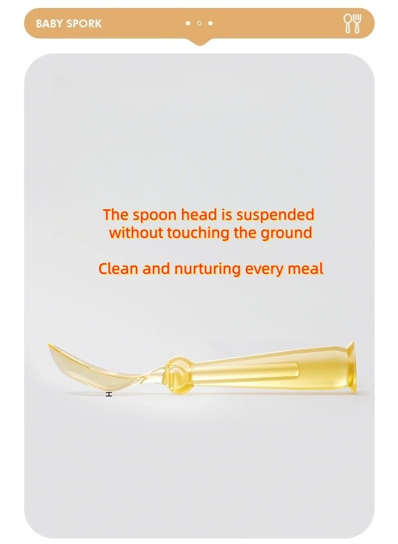 PPSU Yuanbao Training Spoon Baby Anti slip Fork Spoon 6M+Self eating Learning Eating Utensils - Image 2