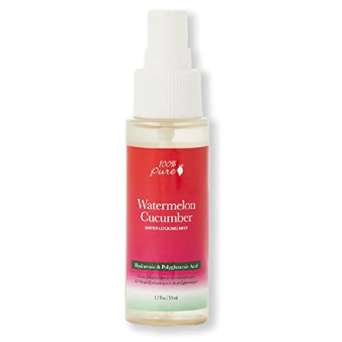 100 % Pure 100% PURE Watermelon Cucumber Water Locking Mist for Face Hydrating Skincare - Hyaluronic Acid & Niacinamide Replenishing Plumped Up Glow - Vegan Skin Moisturizer - 1.7 fl oz - Image 1