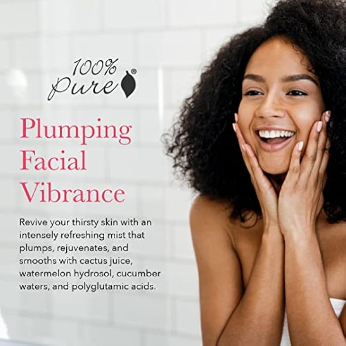 100 % Pure 100% PURE Watermelon Cucumber Water Locking Mist for Face Hydrating Skincare - Hyaluronic Acid & Niacinamide Replenishing Plumped Up Glow - Vegan Skin Moisturizer - 1.7 fl oz - Image 2