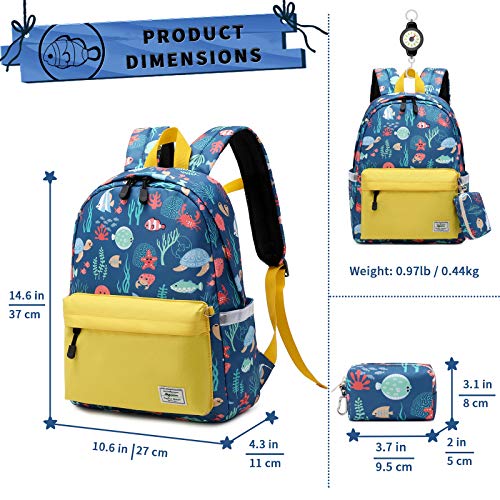 mygreen Kids backpacks, Cute Lightweight Water Resistant Preschool Backpack for Boys and Girls Chest Strap, Yellow with Ocean Sea Life - Image 2