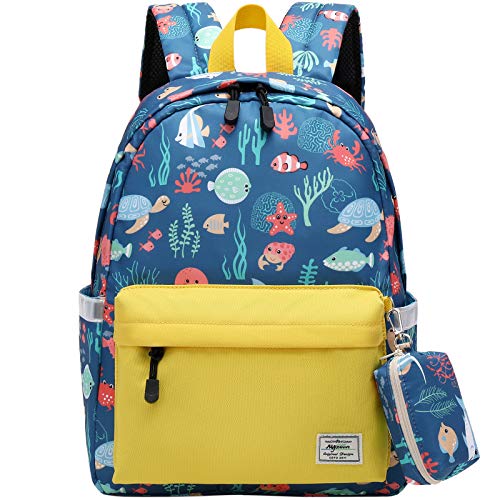 mygreen Kids backpacks, Cute Lightweight Water Resistant Preschool Backpack for Boys and Girls Chest Strap, Yellow with Ocean Sea Life - Image 3