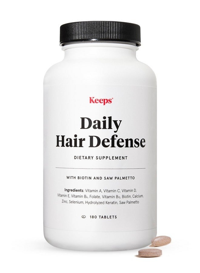 Keeps Daily Hair Supplement, 180 Tablets - Saw Palmetto Promotes Healthy Hair - Biotin, Vitamins A, B6, B12, C, D, Calcium, Selenium & Zinc - Men & Women - 3 Month Supply - Image 1
