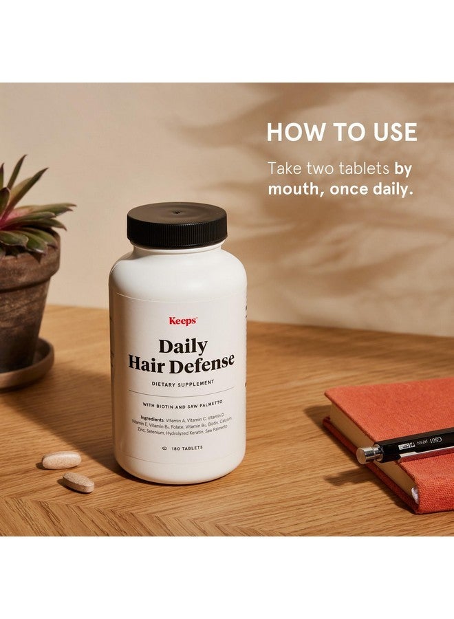 Keeps Daily Hair Supplement, 180 Tablets - Saw Palmetto Promotes Healthy Hair - Biotin, Vitamins A, B6, B12, C, D, Calcium, Selenium & Zinc - Men & Women - 3 Month Supply - Image 5