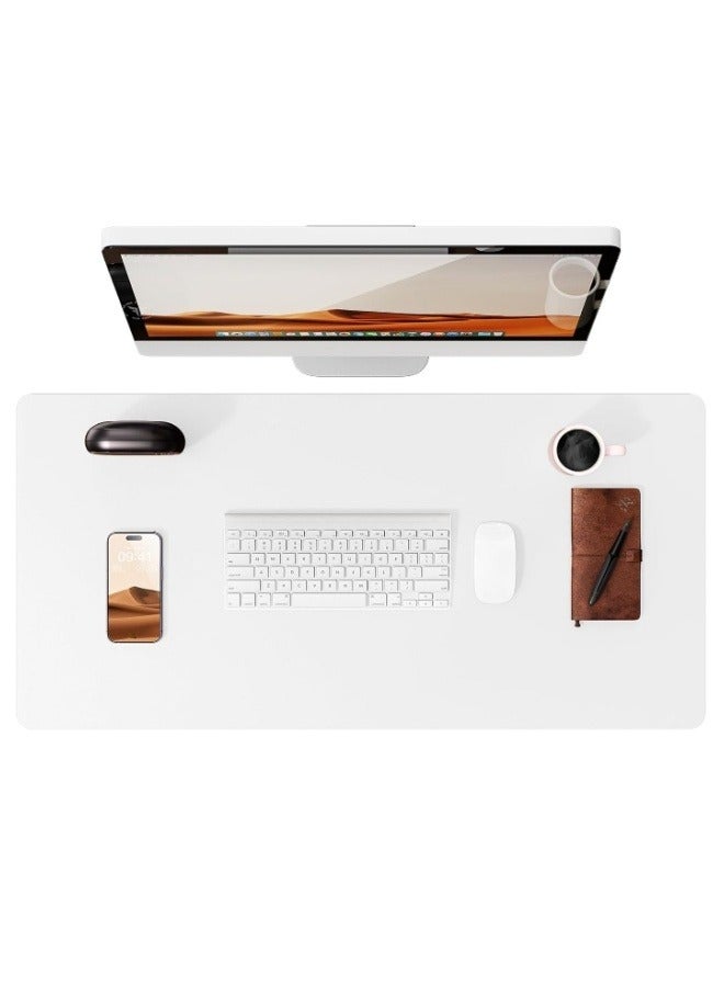 M MIAOYAN Leather desk pad protective cover, office desk pad, large mouse pad, non-slip PU leather desk pad, laptop desk pad, waterproof office writing pad, suitable for office and home (white, 100cm*40cm) - Image 1