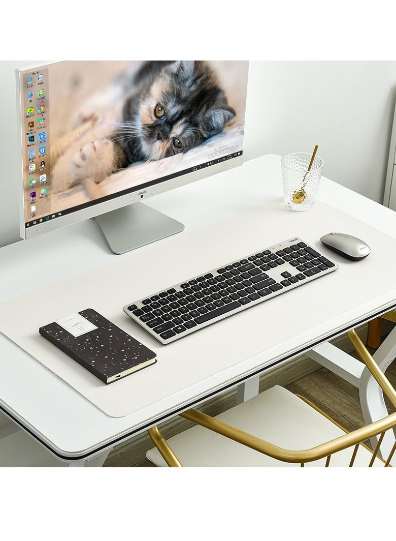 M MIAOYAN Leather desk pad protective cover, office desk pad, large mouse pad, non-slip PU leather desk pad, laptop desk pad, waterproof office writing pad, suitable for office and home (white, 100cm*40cm) - Image 2