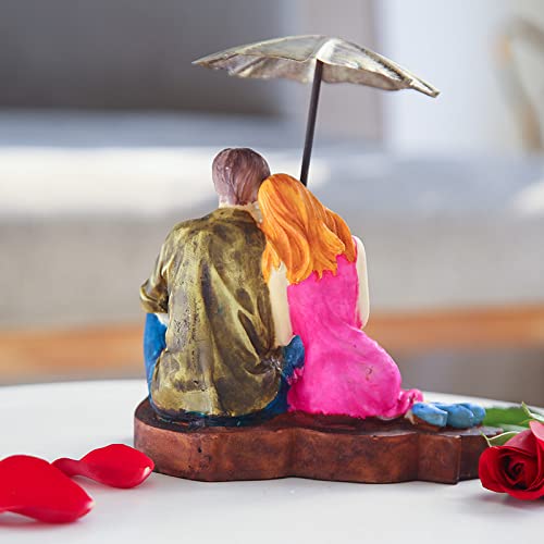 Floweraura Decorative Mushy Umbrella Polyresin Couple Showpiece Figurine Valentine's Gift for Girlfriend, Boyfriend, Husband/Wife, Multi Colour, Pack of 1 - Image 3