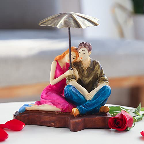 Floweraura Decorative Mushy Umbrella Polyresin Couple Showpiece Figurine Valentine's Gift for Girlfriend, Boyfriend, Husband/Wife, Multi Colour, Pack of 1 - Image 5
