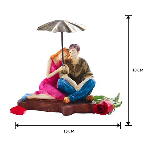 Floweraura Decorative Mushy Umbrella Polyresin Couple Showpiece Figurine Valentine's Gift for Girlfriend, Boyfriend, Husband/Wife, Multi Colour, Pack of 1 - Image 4