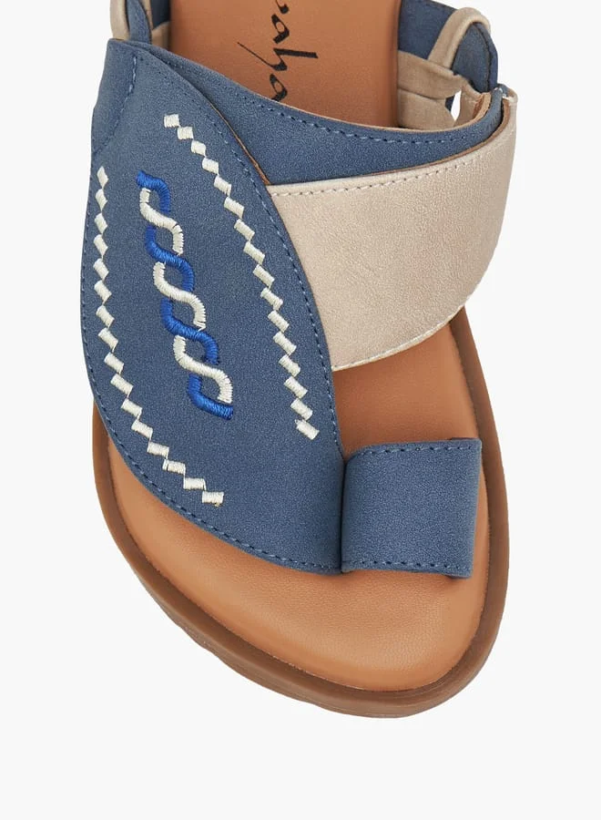 Al Waha Boys Embroidered Slip-On Arabic Sandals with Toe Loop Ramadan Collection