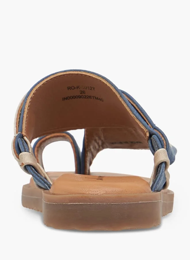 Al Waha Boys Embroidered Slip-On Arabic Sandals with Toe Loop Ramadan Collection