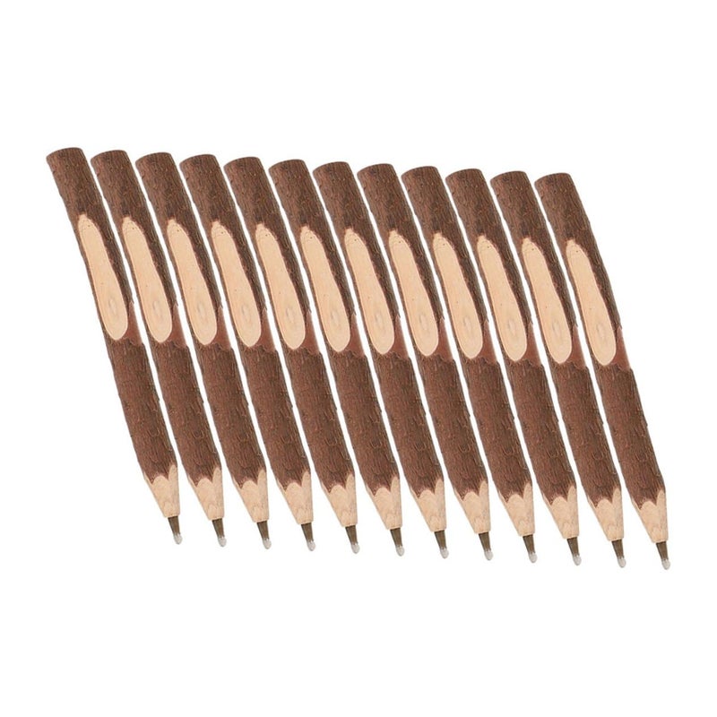 Wooden Ballpoint Pens Smooth Writing Black Ink 17cm Office School Supplies 12 Pack - Image 2