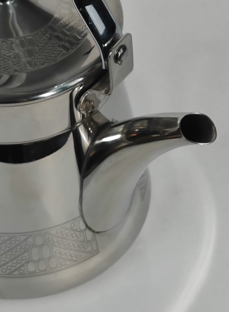 HTH 1-Piece Food Grad Stainless Steel Arabic Style Teapot Luxury Engraved Design Tea Kettle with Attached Lid and Ergonomic Handle 0.7 L/0.9 L/1.2 L - Image 4