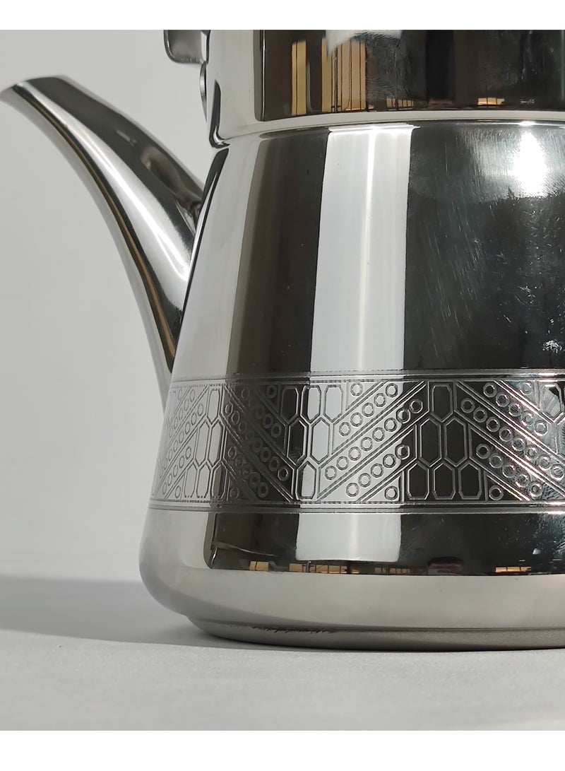 HTH 1-Piece Food Grad Stainless Steel Arabic Style Teapot Luxury Engraved Design Tea Kettle with Attached Lid and Ergonomic Handle 0.7 L/0.9 L/1.2 L - Image 5