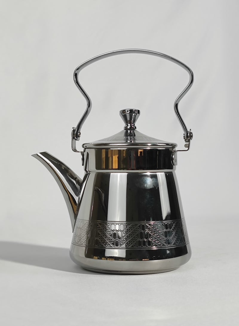 HTH 1-Piece Food Grad Stainless Steel Arabic Style Teapot Luxury Engraved Design Tea Kettle with Attached Lid and Ergonomic Handle 0.7 L/0.9 L/1.2 L - Image 1