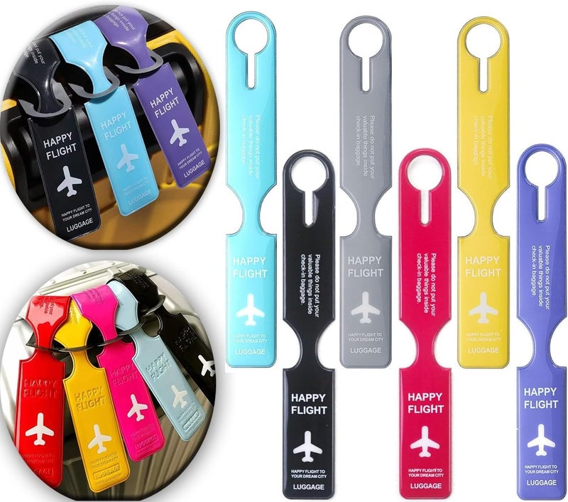 Premify 6 Pcs Multicolor Luggage Tags with Privacy Cover and Name ID Card - Image 1