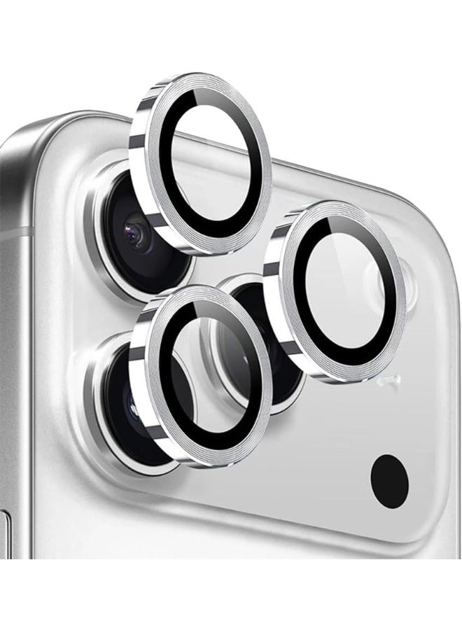 Camera Lens Protector for iPhone 17 Pro/iPhone 17 Pro Max , HD Tempered Metal Glass Camera Screen Protector Cover Film Accessories, Silver - Image 1