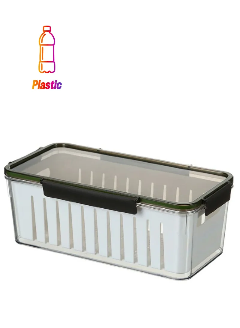 Felli Rectangular Refrigerator Storage Container White and Black 4 Liter Y1K110237