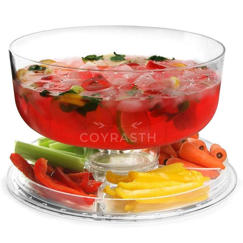 COYRASTH 3 in 1 Multifunction Acrylic Cake Stand with Salad Bowl, Punch Bowl, Fruit, Vegetables and Cupcake Tray Birthday Party Tray Cupcake Fruit Acrylic Use as Cake Holder. - Image 4