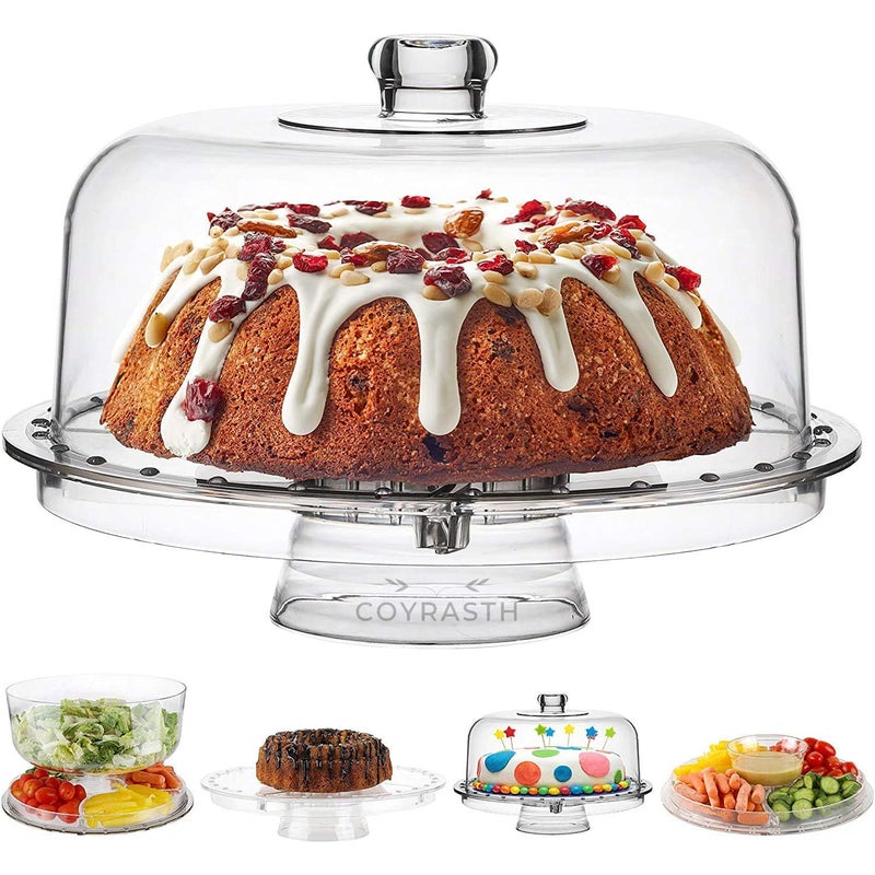 COYRASTH 3 in 1 Multifunction Acrylic Cake Stand with Salad Bowl, Punch Bowl, Fruit, Vegetables and Cupcake Tray Birthday Party Tray Cupcake Fruit Acrylic Use as Cake Holder. - Image 2