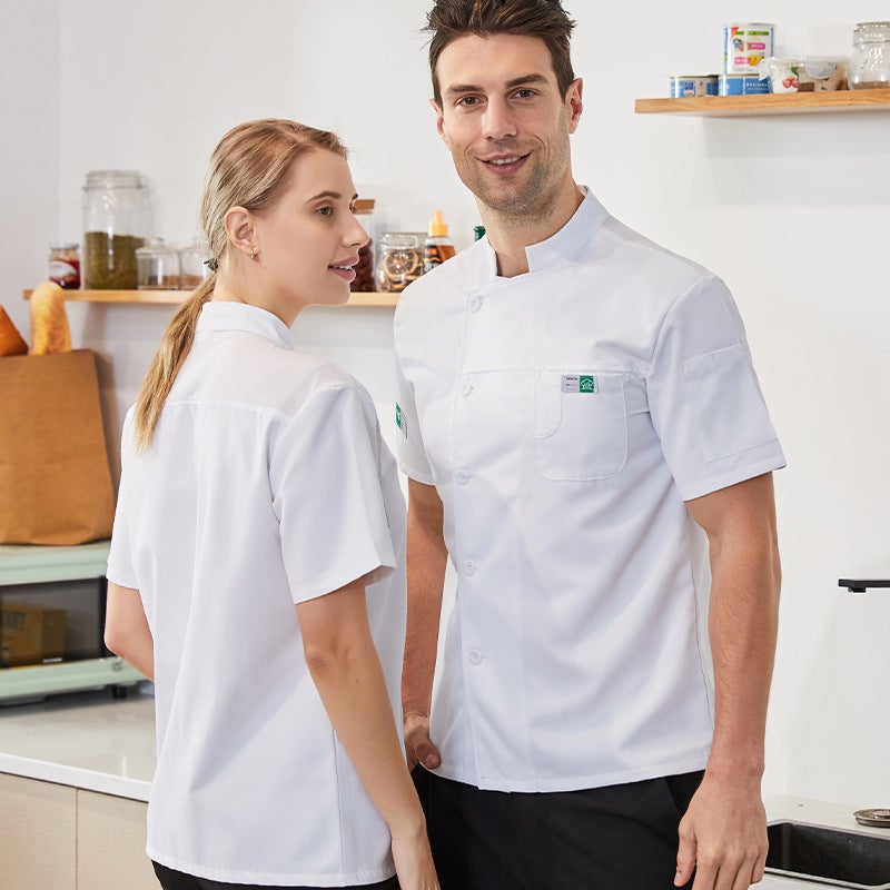 Chef Work Clothes For Men, Long-Sleeved, For Els, Restaurants, Canteens, And Kitchens, Short-Sleeved, Thin, Breathable Mesh, Summer Custom-Made For Women - Image 1