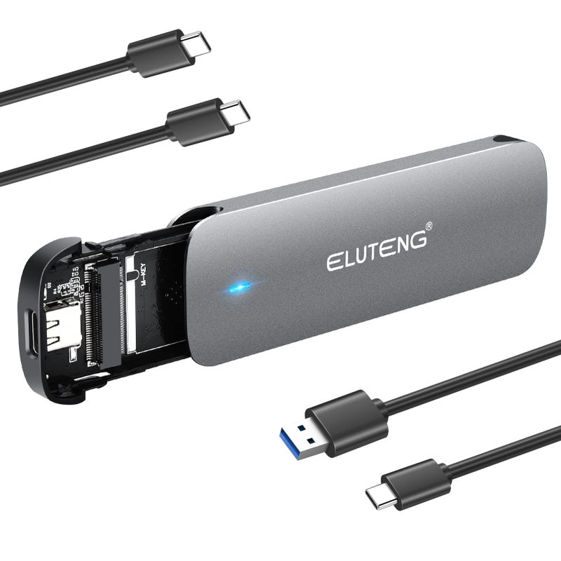 ELUTENG M.2 SSD Enclosure NVME SATA Dual Protocol SSD to USB Adapter Aluminum USB C 3.2 Gen 2 10Gbps PCIe M and B&M Keys External Solid State Drive Case Max 4TB for 2230/ 2242/ 2260/ 2280 SSDs - Image 1