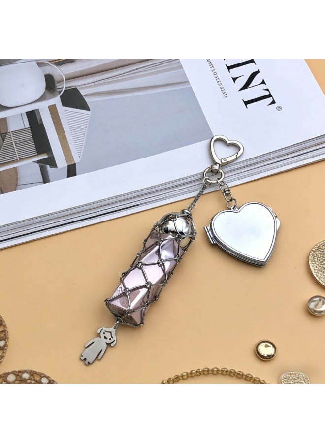 Trendy New Style Little Girl Pendant Lipstick Mesh Bag Charm Fashion Lipstick Bag Keychain