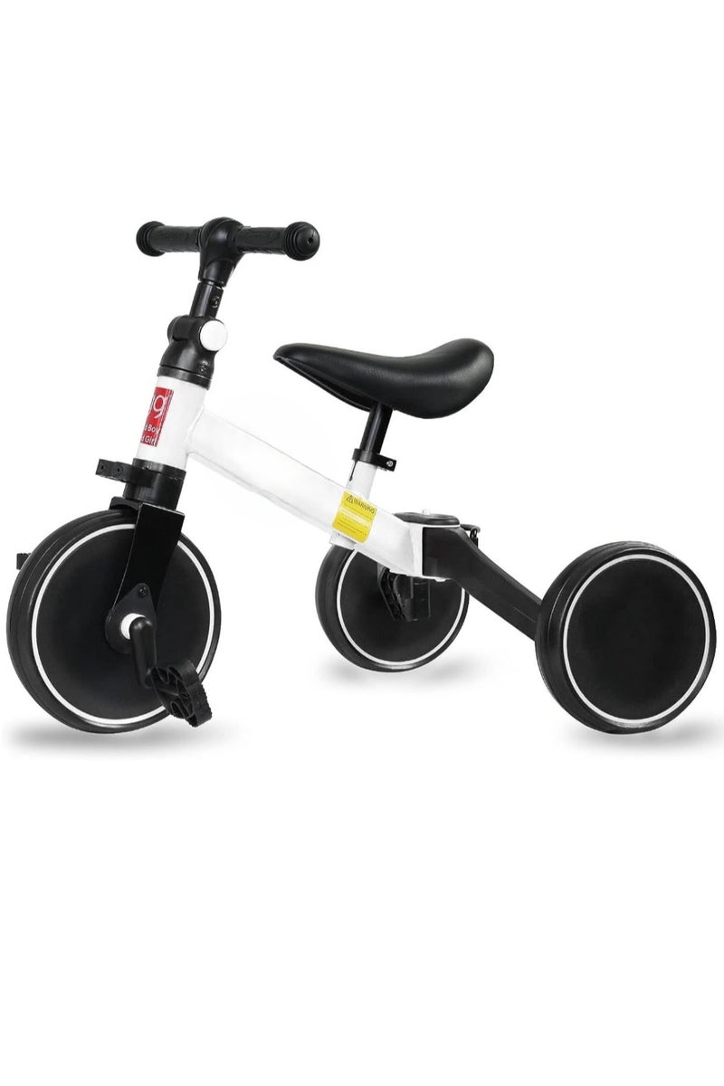 Kids Balance Bike Kids 4 IN 1Tricycles for 1-4 Years, Toddlers Trike with Adjustable Seat Indoor Outdoor, Boys Girls Kids White - Image 1