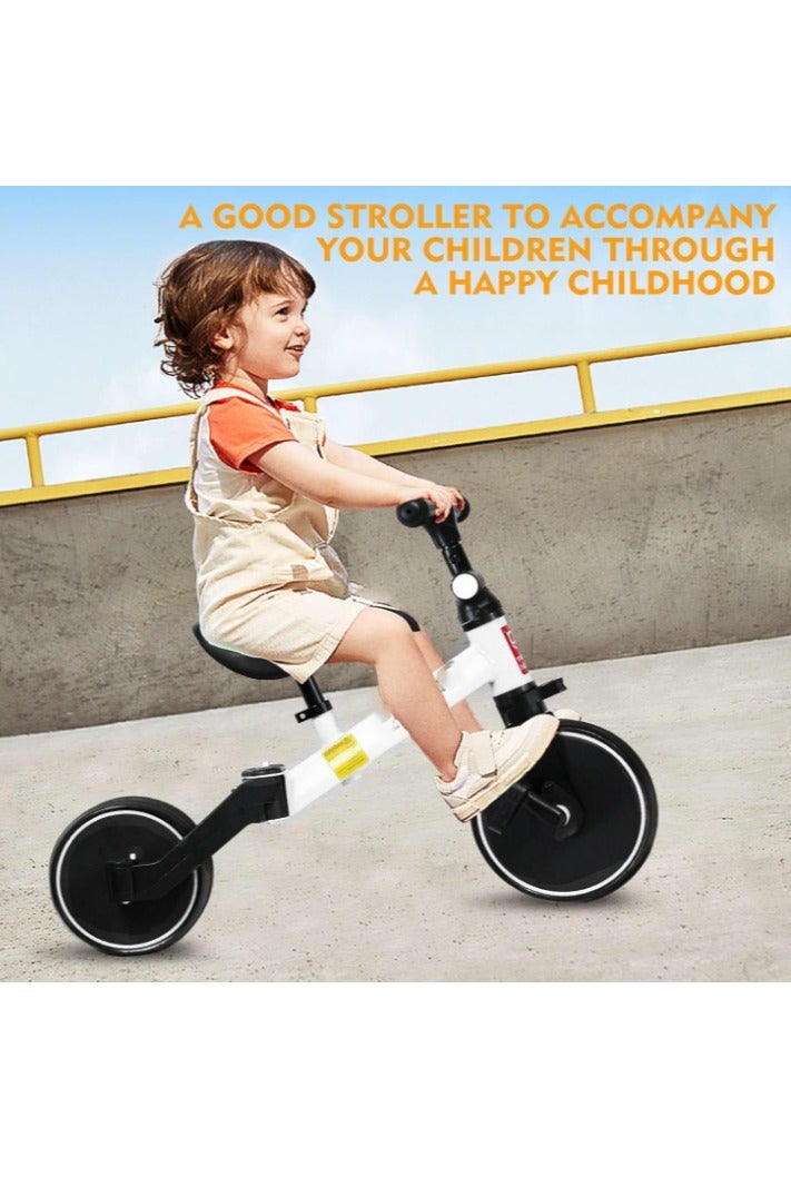 Kids Balance Bike Kids 4 IN 1Tricycles for 1-4 Years, Toddlers Trike with Adjustable Seat Indoor Outdoor, Boys Girls Kids White - Image 3