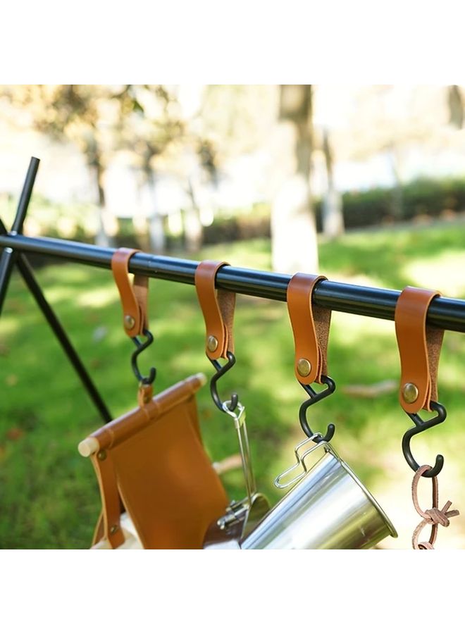 الجلود البنية تخزين هوك 3 قطع محمولة في الهواء الطلق التخييم S شكل سلسلة المفاتيح - Image 2