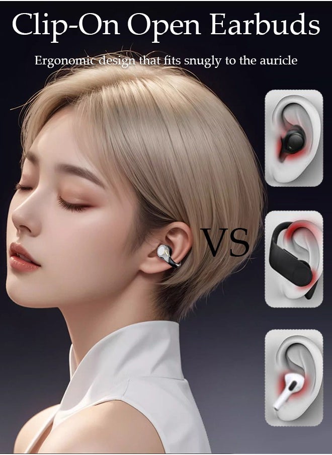 DUNISO Wireless Headphones Bluetooth Ear Clip Earphones Waterproof Stereo Noise Reduction Earphones Open Ear Headphones Charging Case LED Power Display for Running Sport Gym  - Image 4