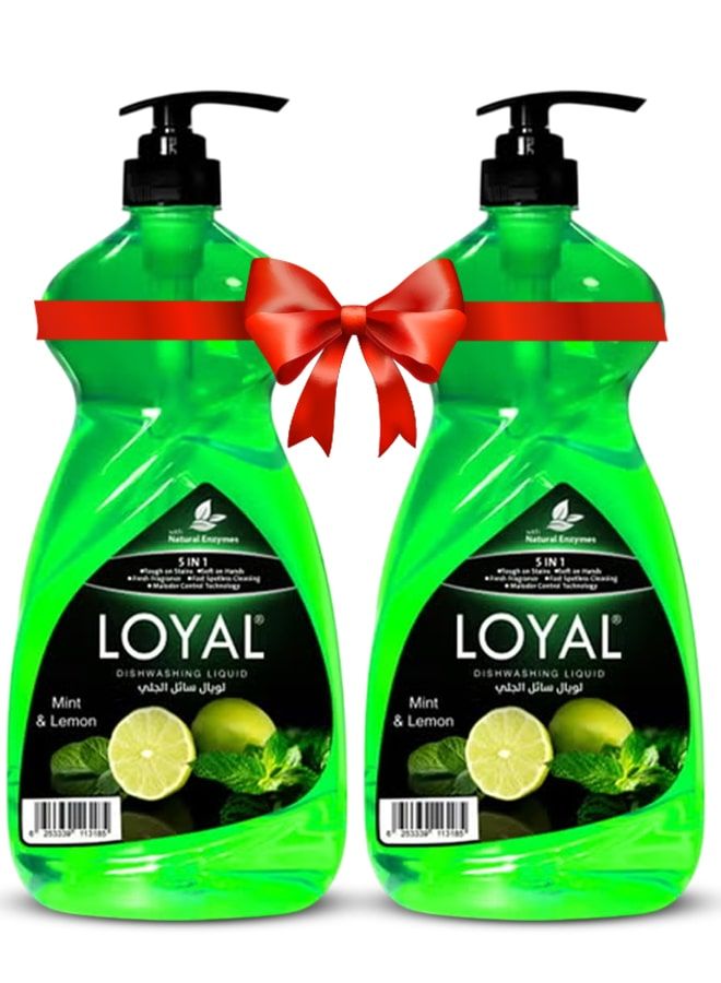 لويال سائل غسيل الأطباق ٥ في ١ - بنكهة النعناع والليمون ٢ × ١.٥ لتر