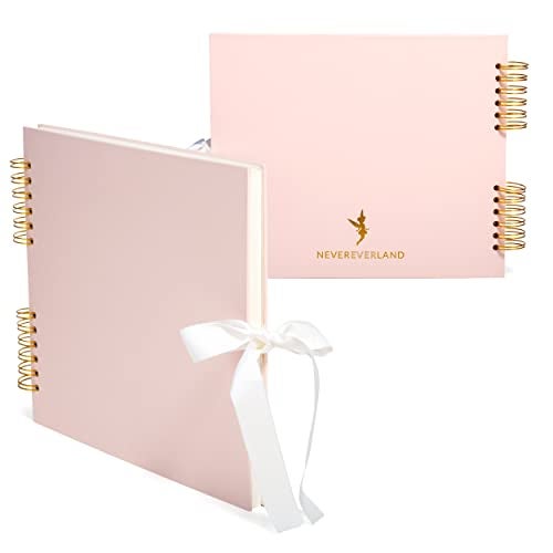 Never Ever Land Scrapbook Album – 12x10 Pink Scrap Book. Scrapbooking Supplies, Memory Book, Wedding Guest Book, Photo Album, Baby Shower Gifts, Valentines, Engagement Gifts - Image 1
