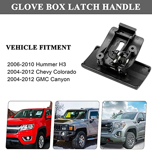 E-Vniko EVniko Glove Box Latch Handle for 20042012 Chevy Colorado GMC Canyon 20062010 Hummer H3 H3T Replacement Compartment Door Catch Replaces 10391626 89042044 - Image 3