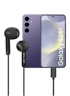 BOLICE USB C Headphones Compatiable with Samsung Galaxy S24 Plus USB C In-Ear Headphones with Microphone Volume Control and Pure Sound Black  - Image 1