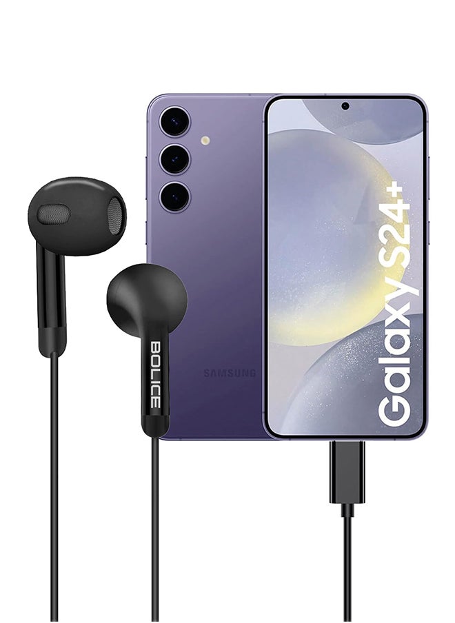 BOLICE USB C Headphones Compatiable with Samsung Galaxy S24 Plus USB C In-Ear Headphones with Microphone Volume Control and Pure Sound Black  - Image 1