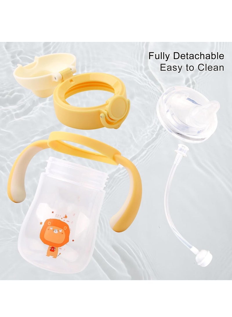 Gonice Baby Sippy Cup with Weighted Straw and Handles, 240ml Spill-Proof Leak-Proof Training Cup for Toddlers 6+ Months, BPA Free Soft Spout Straw Cup, Yellow - Image 3