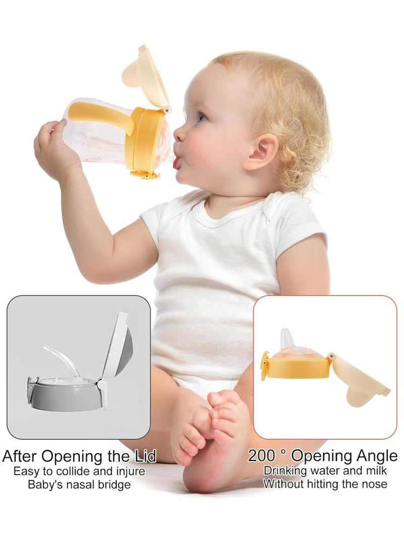 Gonice Baby Sippy Cup with Weighted Straw and Handles, 240ml Spill-Proof Leak-Proof Training Cup for Toddlers 6+ Months, BPA Free Soft Spout Straw Cup, Yellow - Image 4