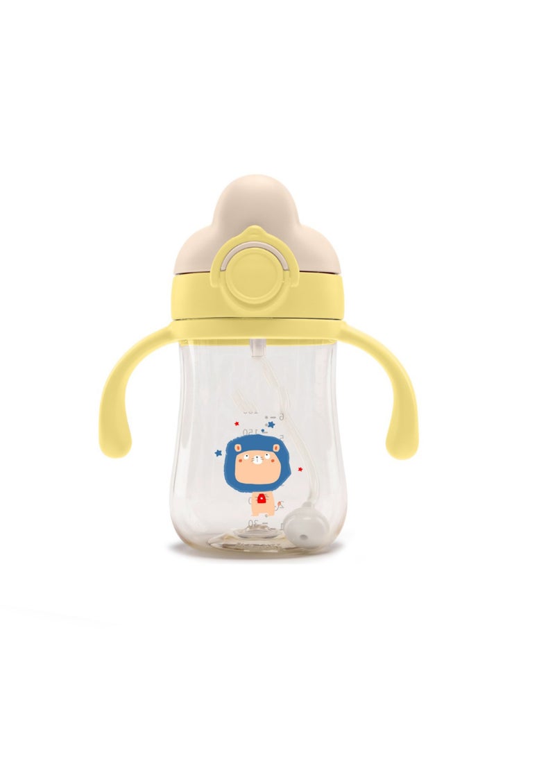 Gonice Baby Sippy Cup with Weighted Straw and Handles, 240ml Spill-Proof Leak-Proof Training Cup for Toddlers 6+ Months, BPA Free Soft Spout Straw Cup, Yellow - Image 1