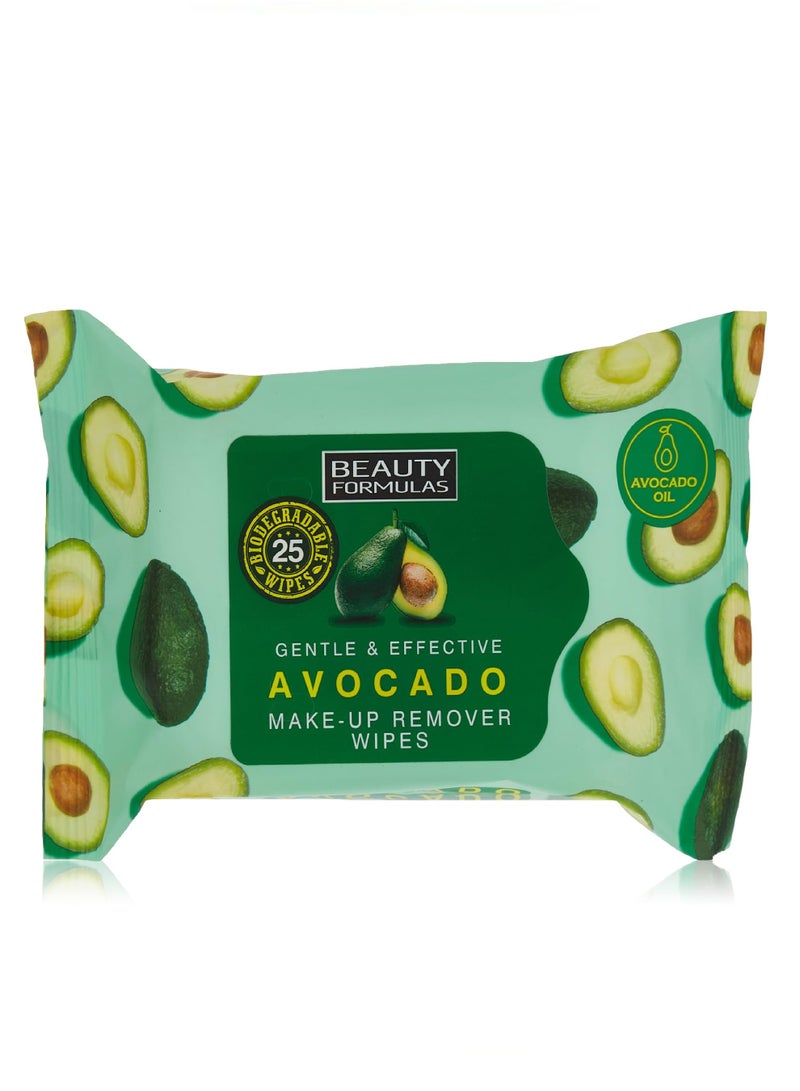 BEAUTY FORMULAS MAKE-UP REMOVER WIPES 25'S(AVOCADO)