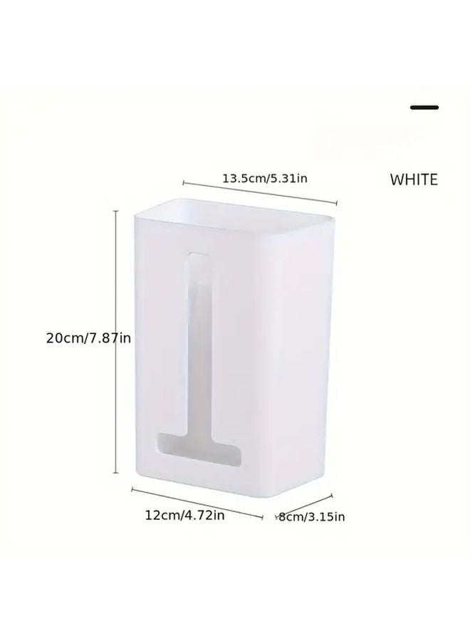 صندوق المناديل الأبيض المثبت على الحائط بدون حاجة للحفر مقاوم للماء والصدمات للتخزين في المطبخ والحمام - Image 1