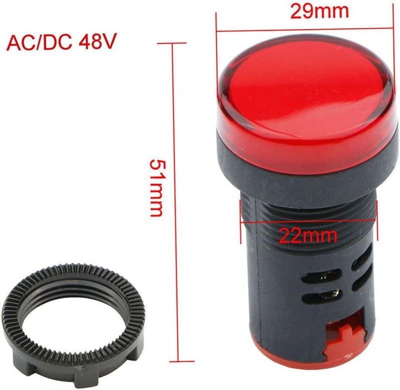 NewZoll Red LED Pilot Light Panel Indicator 48V 10pcs  - Image 2